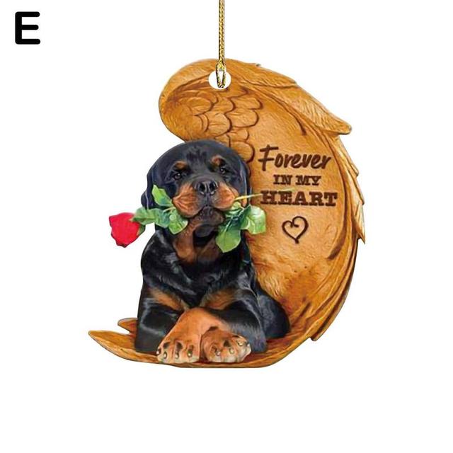 Funny Dog Sleeping Angel Acrylic Wing Dog Hanging Ornament Cartoon Car Pendant Bag Keychain for Rear View Mirror Decoration