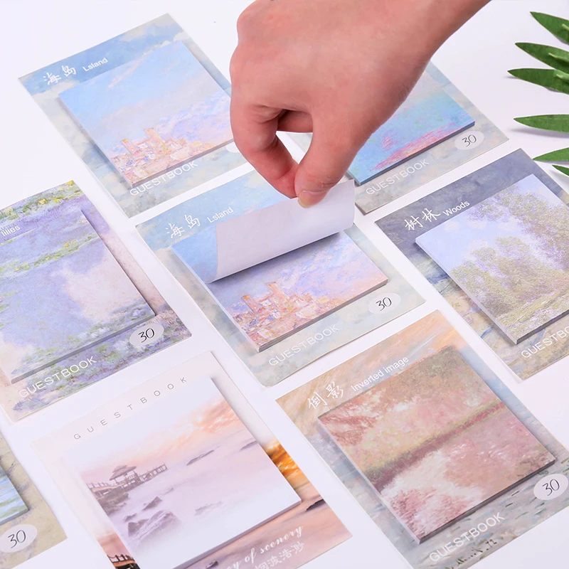 25pages landscape oil picture post-it sticky notes book mark message memo pad index label Planner office stationery Sticker gift |