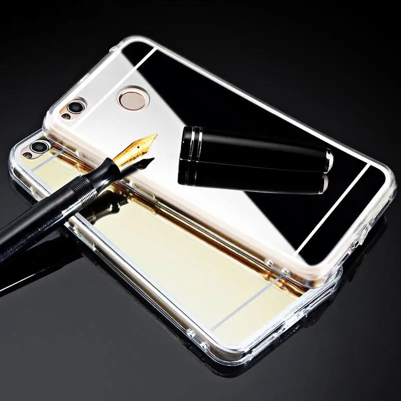

Fashion Soft Mirror Case for Samsung A10 A20 A30 A50 M10 M20 M30 2019 Plating Effect Reflective Bling Silicone + Acrylic Cover
