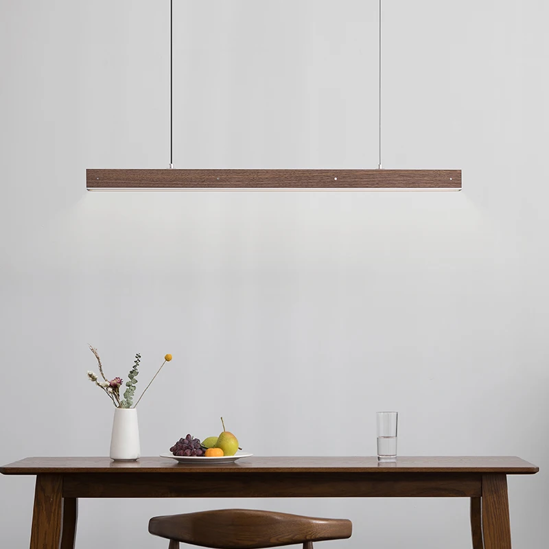 Customized 3m Length Solid Wood LED long Hang Lamp industrial style office bar Kitchen living room Alloy Pendant Light 2