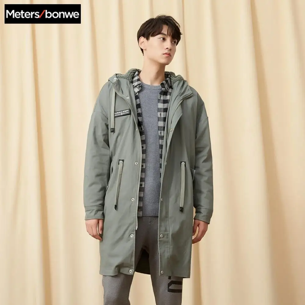 

Metersbonwe 2019 New Men Winter Medium-Long Parka Padded coat Student Imitation Cashmere Lining Clothes