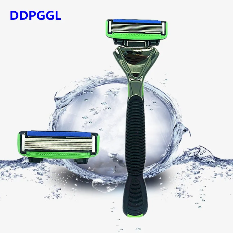 

DDPGGL 1 Holder 2pcs Blades Men 6 Layer Shaver Razor Blade for Men Replaceable Blade For Personal Care Mingshi High Quality