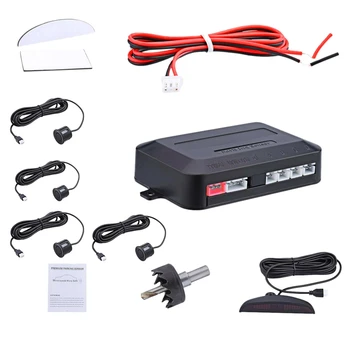 

Black Car Reversing Parking Sensor 4 Probe Lcd Display Audio Buzzer Alarm Kit