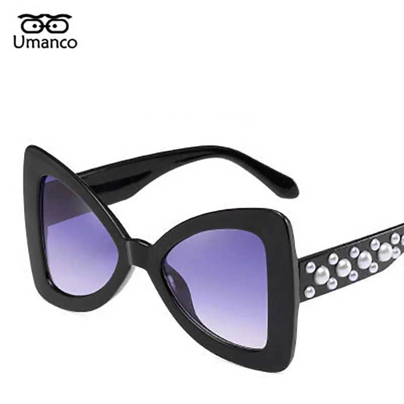 

Umanco 2019 New Oversized Bow-knot Sunglasses For Women Men Pearl PC Frame PC Lens Designer Brand Beach Party Accessories Gifts