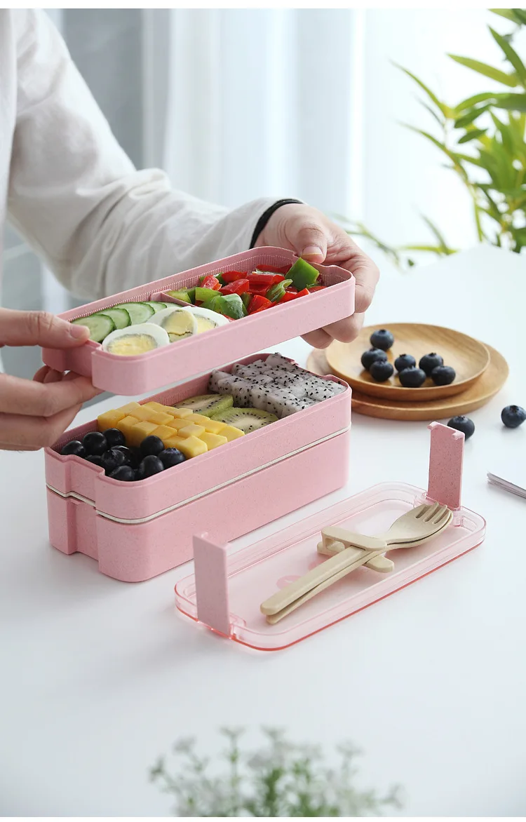 Bento Ланч-бокс-2/3 ярусов прочный Ланч-бокс в стиле бенто, экологически чистый материал микроволновый нагрев
