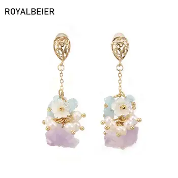 

Natural Stone Amethyst Baroque Freshwater Pearl Dangle Earrings For Women Drop Earrings Party Fine Jewelry