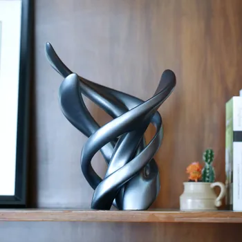 

New Modern Art Sculpture The Life of Dancing Elegant Resin Abstract Crafts Curly Lines Metal Painting Surface Resin Sculpture