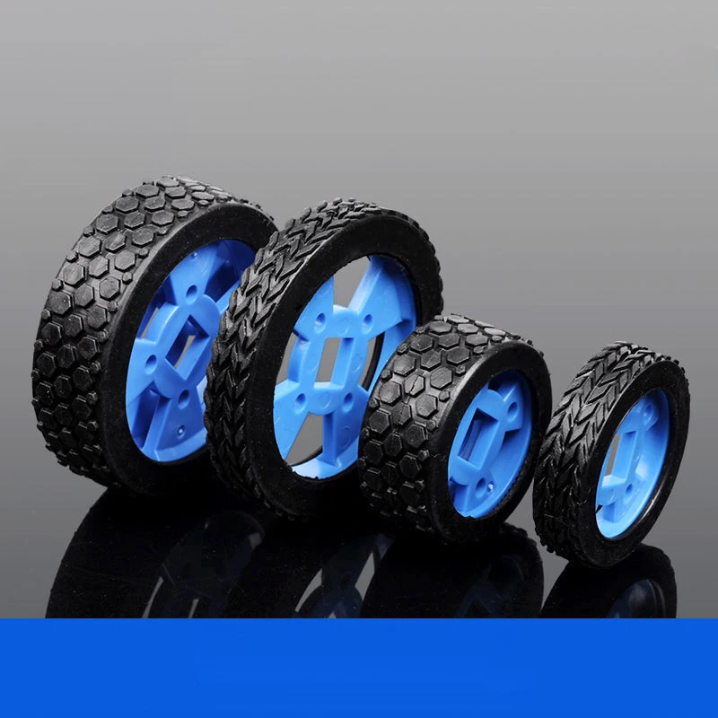 Открытый смарт-модель смарт-автомобиля 47x12 мм носимые резиновые колеса-прозрачный+ черный