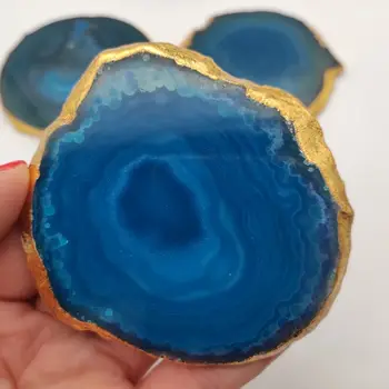 

7-9cm BLUE Agate Slice Geode Polished Crystal Quartz random
