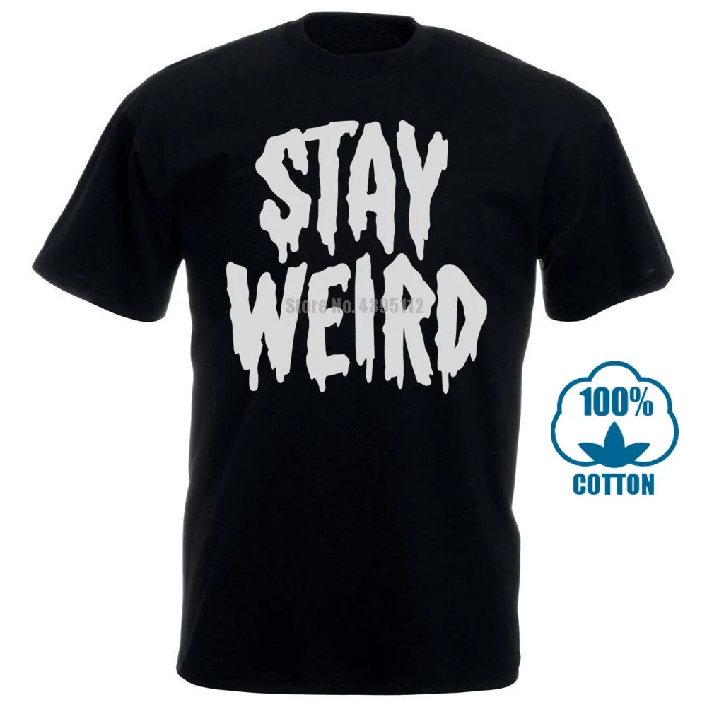 

O Neck Oversize Style Tee Shirts Styles " Stay Weird " Creepy Cute Pastel Goth Graphic T Shirt