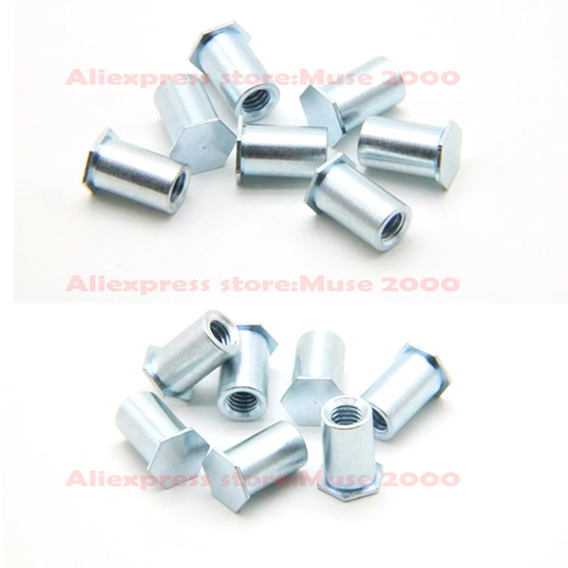 rivet nut M4 hole 6 mm 4-38mm length BSO Carbon steel Self-Clinching closed end pressured thin board plate fastener column | Обустройство