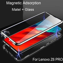 Магнитный адсорбционный флип-чехол для lenovo Z6 Pro, металлическая рамка, Doubl, закаленное стекло, чехол для lenovo Z 6 Pro, защитный чехол для телефона