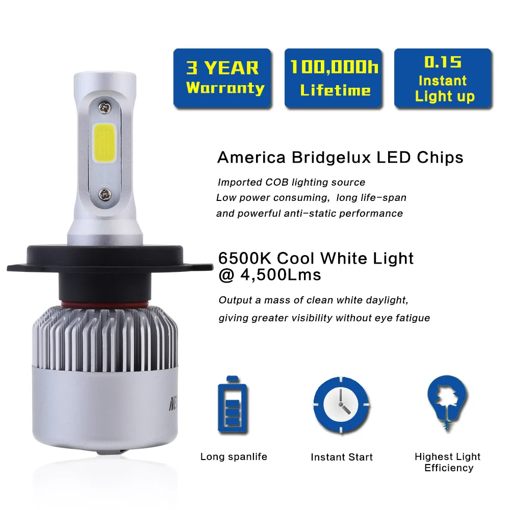 H4 светодиодный фара для мотоцикла 4500LM 36W Hi/Lo конверсионный комплект 6500K
