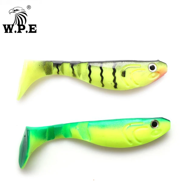 W.P.E Brand New Soft Fishing Lure 4PCS/PACK 12cm 3D-eyes T-Tail Worm Wobbler  Simulation Jig Head silicone bait Artificial rubber - AliExpress