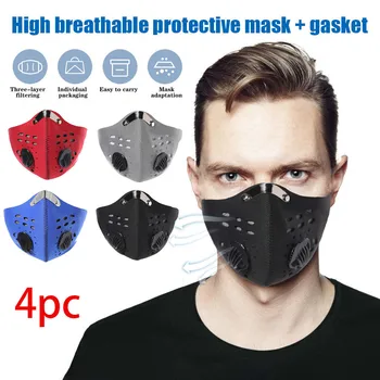 

4PC Face Mask Scarf Mascarilla Respirator Cotton Face Mask Pm2.5 Activated Carbon Washable And Reusable Lot Maska Mascarillas