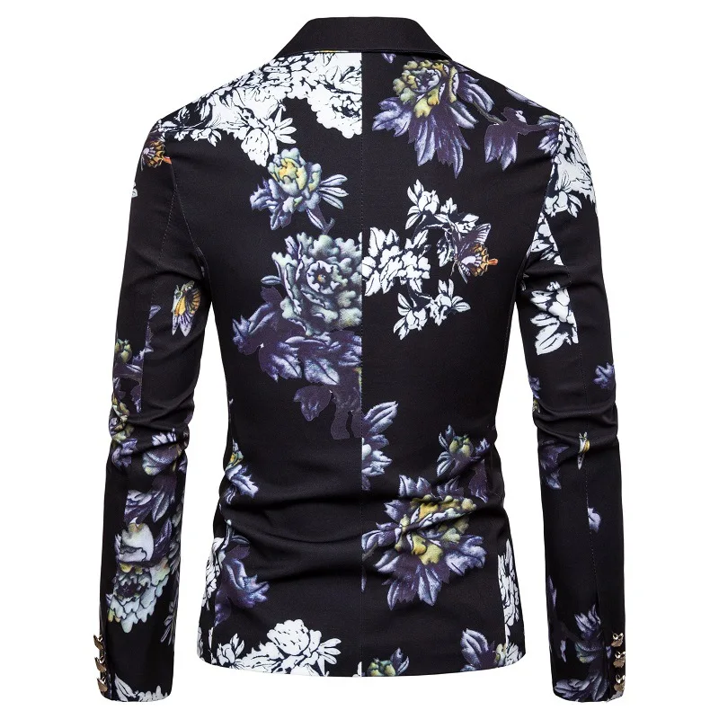 2019 Season Gentleman Business Slim Fit Printed Shirt Suit Korean-style Casual Fashion Handsome Youth Coat