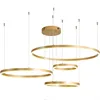 Creative Modern Led Pendant Lights Home Deco Lighting Brushed Rings Chandelier Lighting Hanging Lamps For Living Dining Room 6