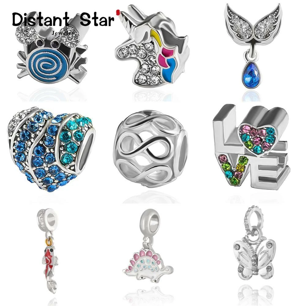 Pulseras de dijes de pandora al mayor mezcladas, accesorios de pulsera, para pulsera, redondo con corazón de animal|cuentas| - AliExpress