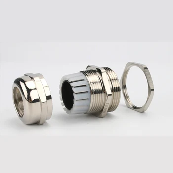 

M22 PG16 Copper nickel plated metal waterproof connector, straight fixed head cable gland M22*1.5 PG16