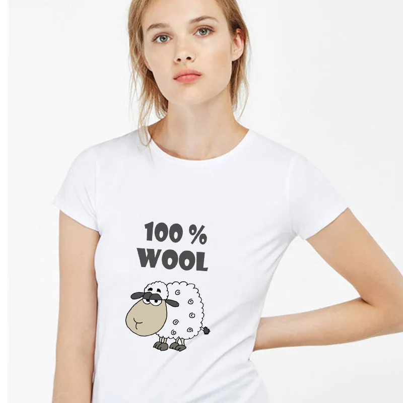 Summer Women's T-shirt Sheep Cartoon Print Short Sleeve Top Women Fashion Casual Harajuku Graphic | Женская одежда