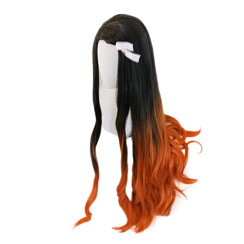 Demon Slayer Kimetsu No Yaiba Kamado Nezuko черный коричневый длинные волнистые косплей