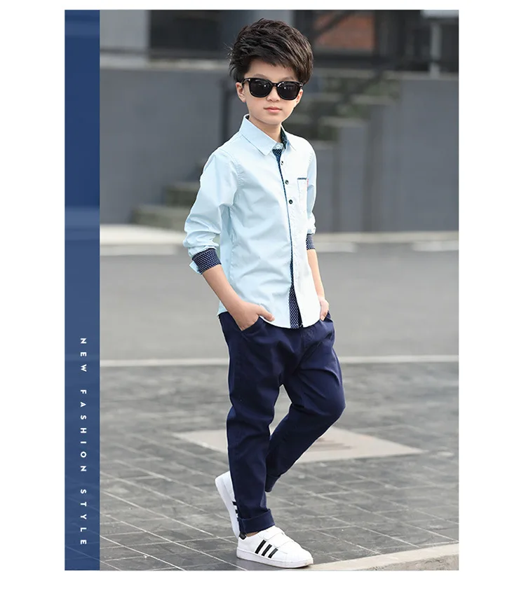 Новинка весны года Стиль детская одежда из вельвета, для мальчика, для больших мальчиков в Корейском стиле-Стиль Повседневное натуральный хлопок карман рубашка с ткацкой лентой