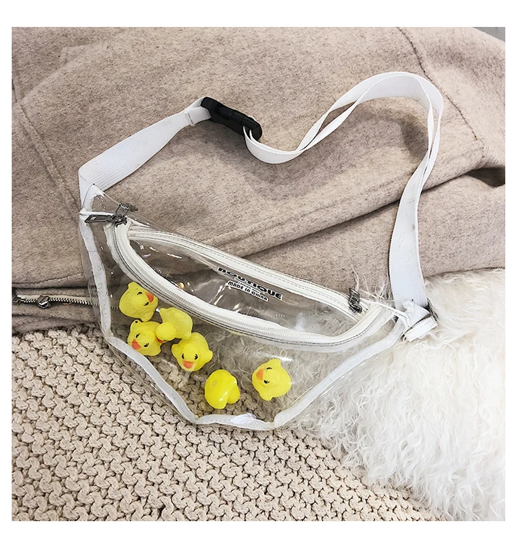 Модные, прозрачные поясные новые 2019 милые Мультяшные нагрудные сумки дамские желейные пакеты