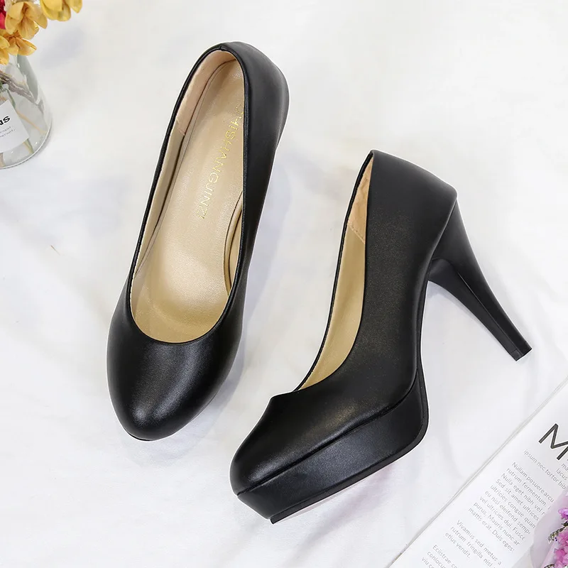 

2020 New Style Nude High Heel Shoes Women's Etiquette round-Toe Four Seasons Versatile Women's Business Ultra-High Heel Shoes Wa