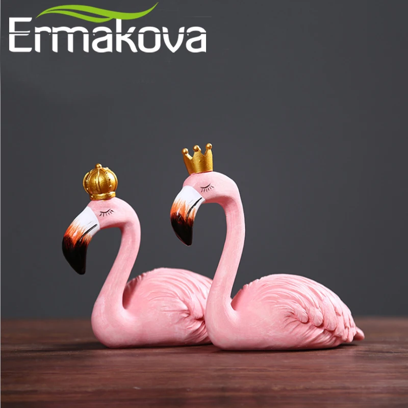 ERMAKOVA 2 шт./пара смолы пара Фламинго фигурка поделка статуя офисном декор