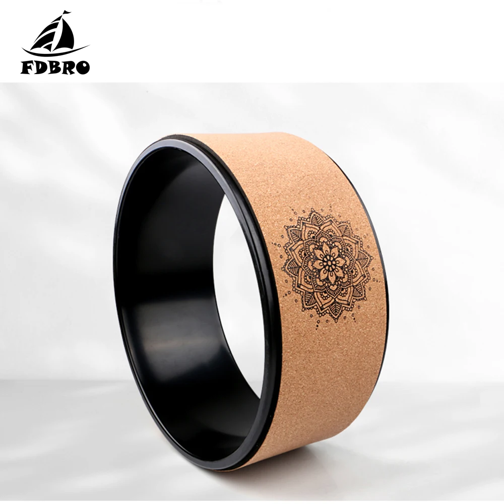 Yoga Circles Gym Workout Back Training Tool for Bodybuilding Fitness Wood Yoga Wheel Pilates with Buddha Lotus Professional TPE