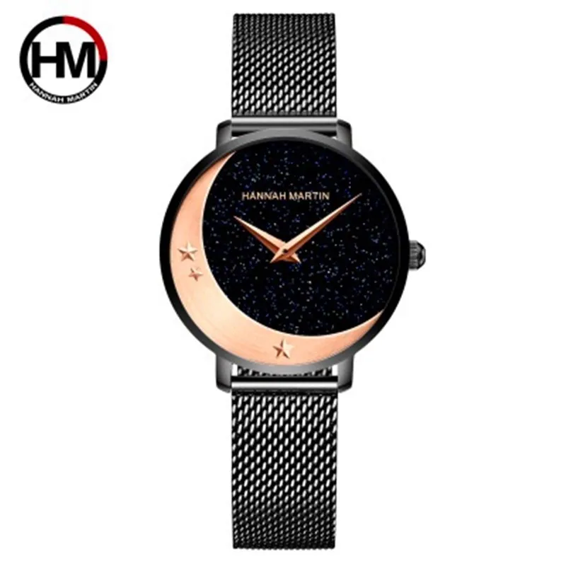 

2020 New Japanese Meiyouda Movement Starry Moon Watch Women's Korean-Style Steel Mesh Belt Fashion Starry Watch