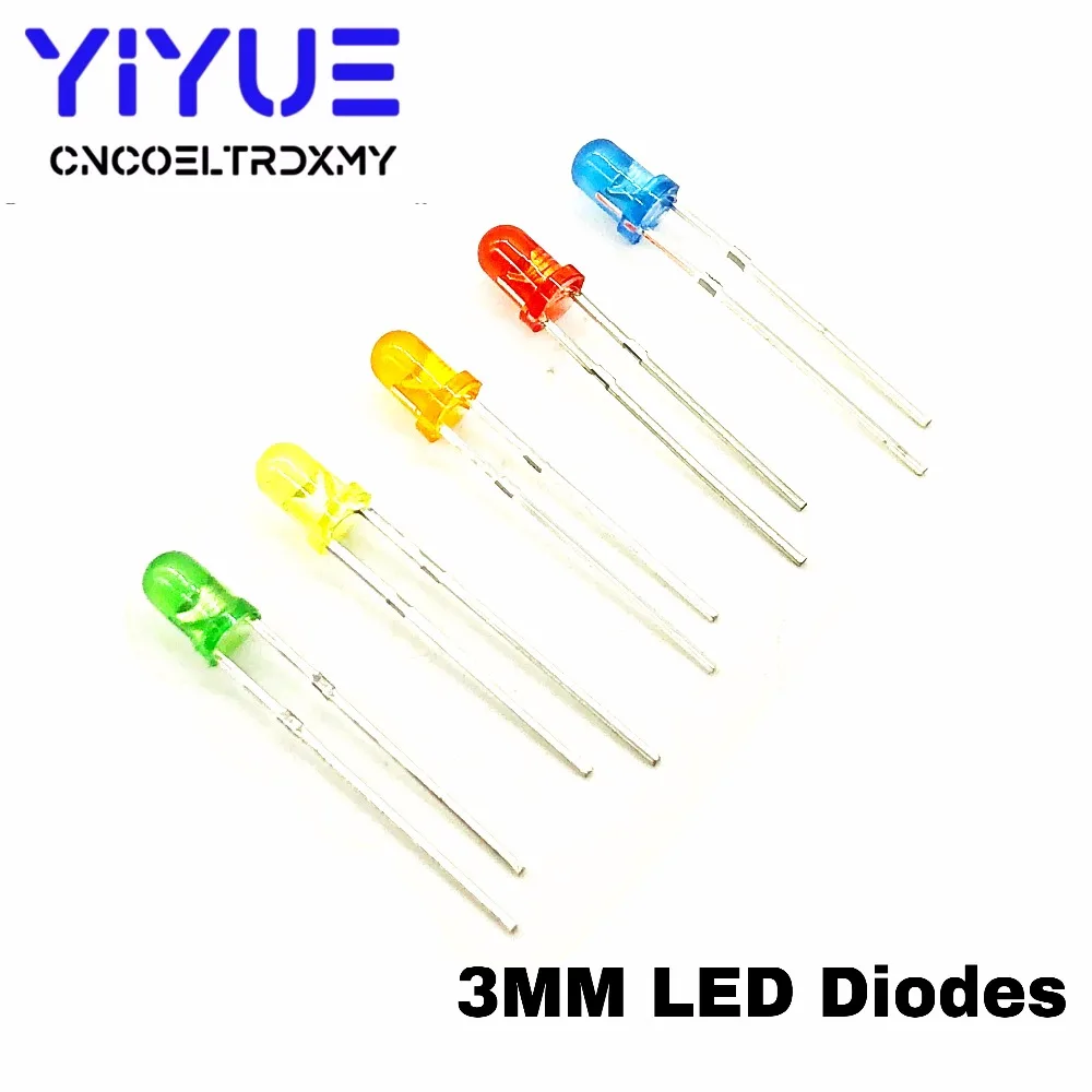 100pcs LED Emitting Diodes Light Kit 5 Colors Round Top 3mm5mm  Yellow Red Blue Green Orange Assortment Kit For DIY Lighting (4)