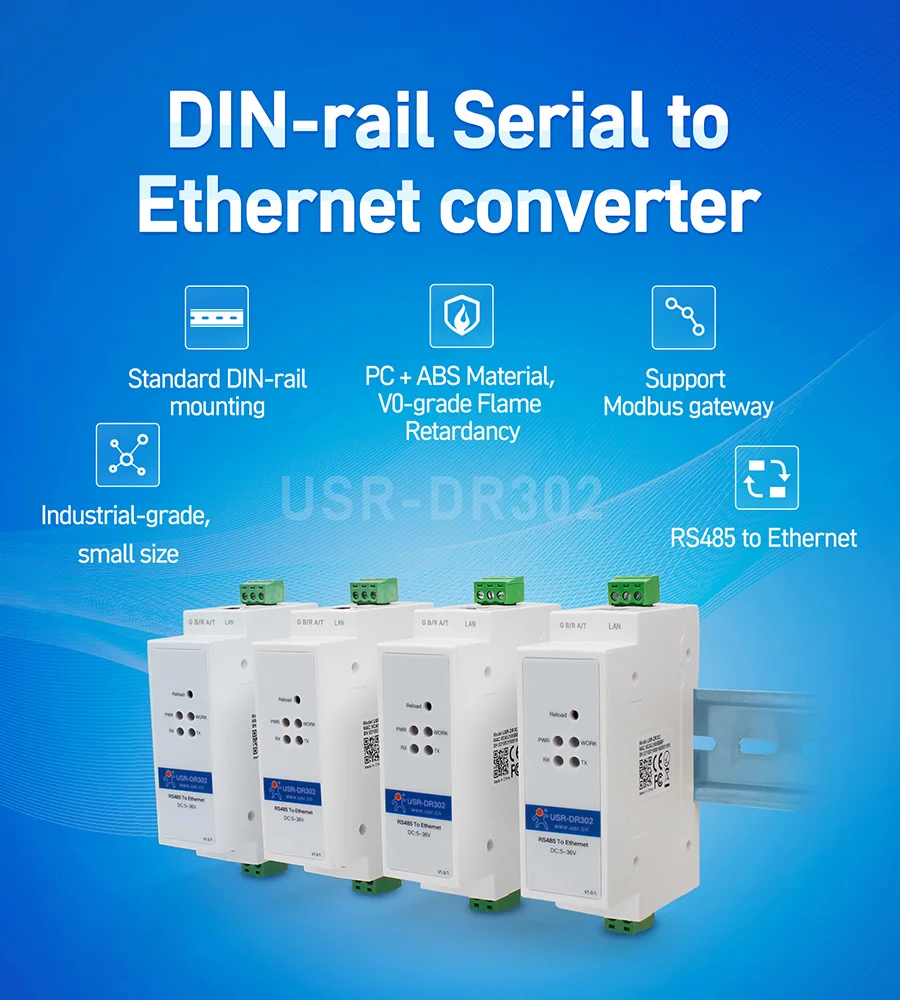 Din-рейку крошечного размера RS485 последовательный к Ethernet конвертер сервер Modbus RTU к Modbus TCP