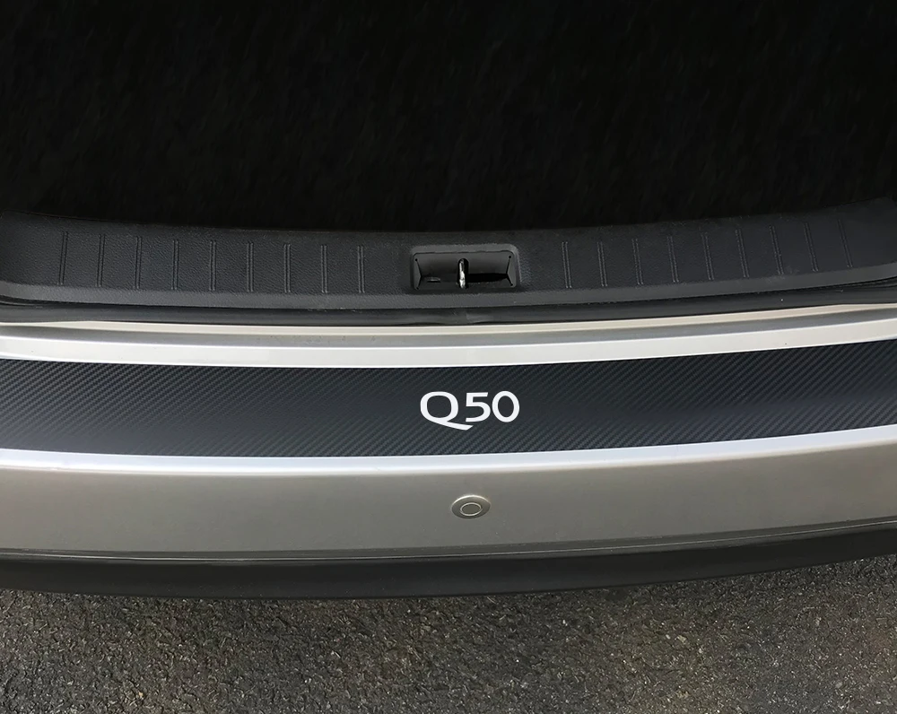 Автомобильные наклейки и наклейки для Infiniti Q50 углеродное волокно протектор Автомобильный багажник защитная пластина задний бампер украшения Аксессуары