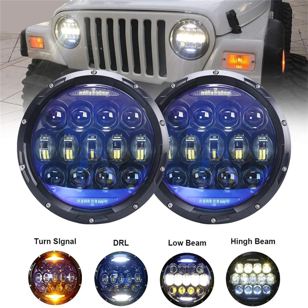 

75w/130w 7 Inch LED Headlight H4 Hi-Lo Beam With Halo Angel Eyes For Lada 4x4 urban Niva Jeep JK Land rover defender Hummer