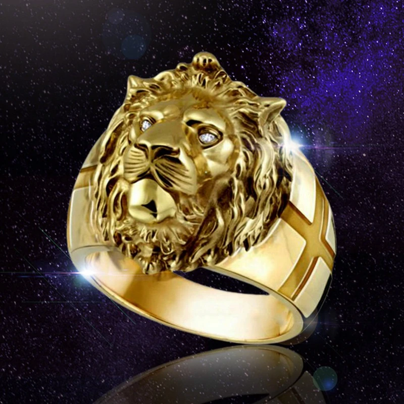 Anillo de cabeza de dorado para hombre, banda de acero inoxidable para chico, anillo de para fiesta, joyería Unisex|Anillos| - AliExpress