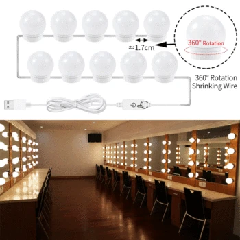 

Makeup Mirror Led Light 12V Hollywood Vanity Wall Lamps 2 6 10 14Bulbs Led Bedroom Dressing Table Light USB Dimmable Led Bulbs
