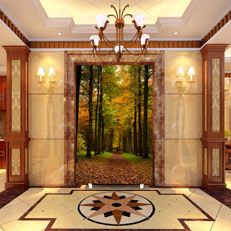 

3DCustomized medium-size mural wallpaper Green Space expansion pattern with sunshine forest path the corridor enter hall