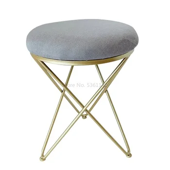 

Nordic Makeup Stool Gold Dresser Chair Fitting Room Bedroom Creative Iron Modern Minimalist Red