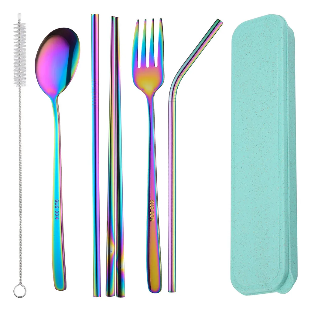 Reusable Dinnerware Stainless Steel Cutlery Set Steak Knife Fork Set Coffee Spoon Teaspoon Flatware Tableware Kitchen Silverware