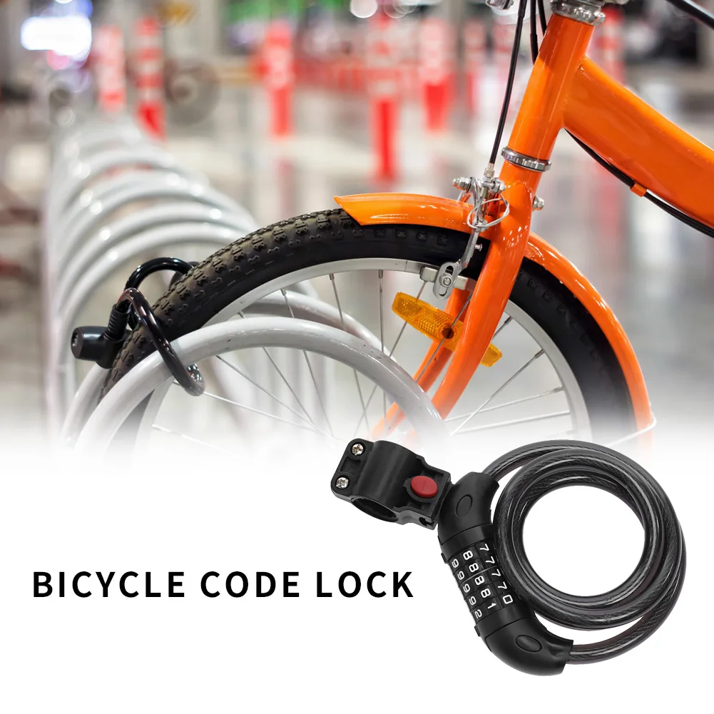 Resettable Security Digit Combination Bike Lock Bicycle Spiral Steel Cable Lock