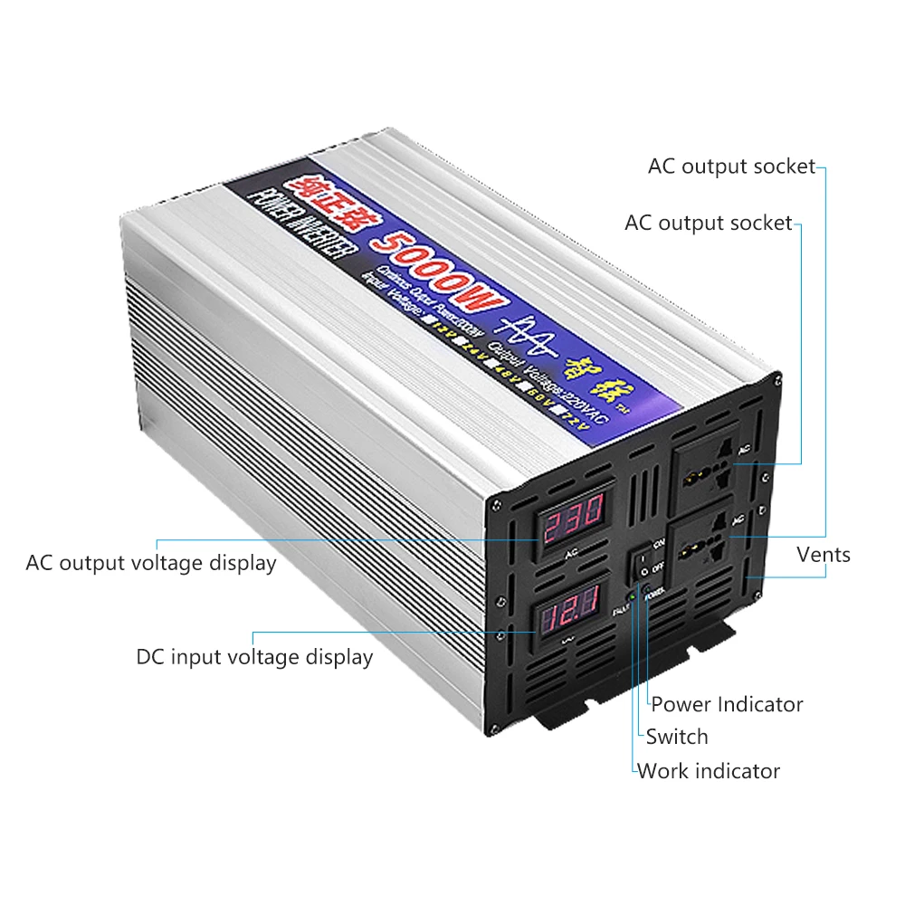 SUNYIMA 5000 Вт высокой мощности-Мощность чистая Синусоидальная волна инвертирующий усилитель DC12V/24 V постоянного тока до AC220V 50 Гц усилитель конвертера для автомобиля Инвертор бытовой "сделай сам"