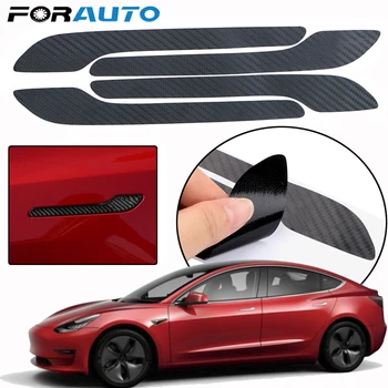 

FORAUTO 4Pcs/Set Protector Decals Car Door Handle Sticker Decorative Car-styling For Tesla Model 3 Anti-scratch Door Handle Wrap