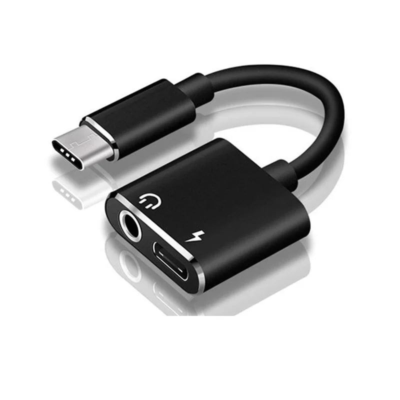 Usb type C до 3,5 мм разъем для наушников адаптер для huawei Xiaomi samsung Aux аудионаушники с кабелем Зарядное устройство USB конвертер - Цвет: Черный