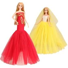Fashion Beautiful Handmade 2 Doll Dress/lot Accessories Wedding Party Our Generation Dolls Clothes Dresses For Barbie DIY Gift Fashion Beautiful Handmade 2 Doll Dress/lot Accessories Wedding Party Our Generation Dolls Clothes Dresses For Barbie DIY Gift