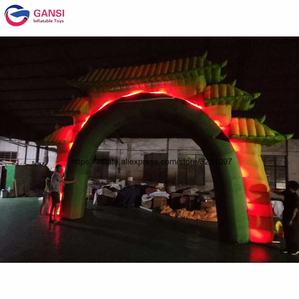 Free shipping lighting inflatable blow up gate arch door customize inflatable arch with led