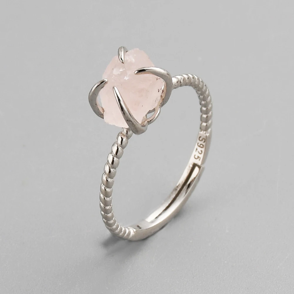 

BOROSA 5Pcs New Mixed Colors Silver Color Freeform Green Fluorite Rings for Women, Fashion Drusy Gems Jewelry Party Rings SS204