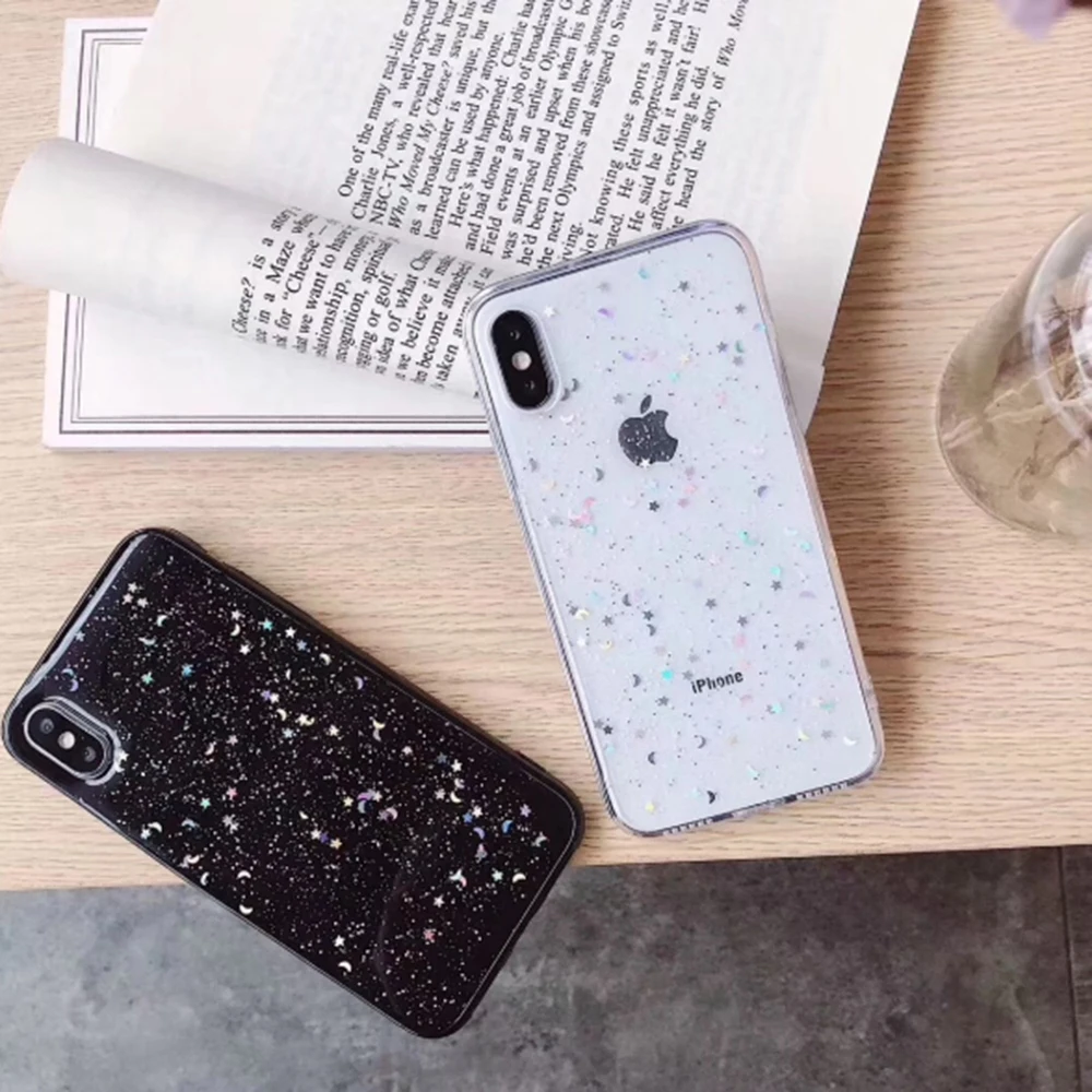 Блестящий чехол для телефона iPhone 11 Pro X XR XS Max 7 8 6 6s Plus мягкий прозрачный с