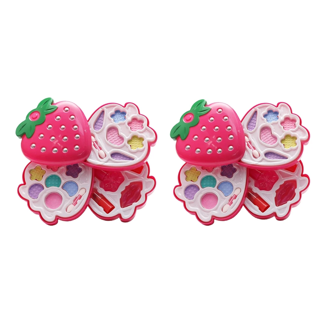  2x Pretend Play Cosmetic Makeup Toy Set Kit for Little Girls Beauty Toys Cosmetics Box Glitter Starter Pretend Pallets 
