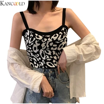 

KANCOOLD Summer Women Sexy Leopard Print Sleeveless V Neck Strap Vest Top Casual Tank leopard camisole Elegant Soft Clothes